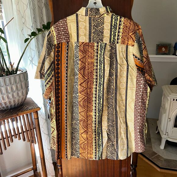 New! We Be Bop Tunic Top 2X Botswana Plus Boho Linen Button Up Tribal Safari - Picture 7 of 12